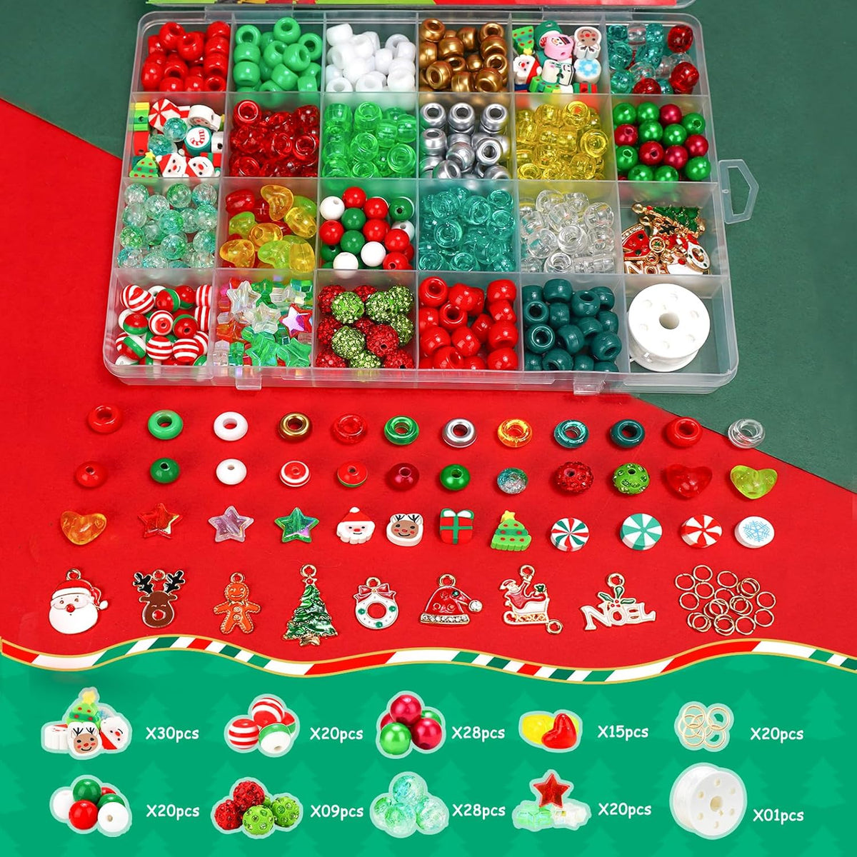 Paodey St. Patrick’s Day Green Pony Beads Kit, Jewelry Making Spring Irish St. Patrick’s Party Decoration Bracelets DIY Crafts Gold Orange Green Assorted Plastic Beads for Necklace Keychain Making Crafts