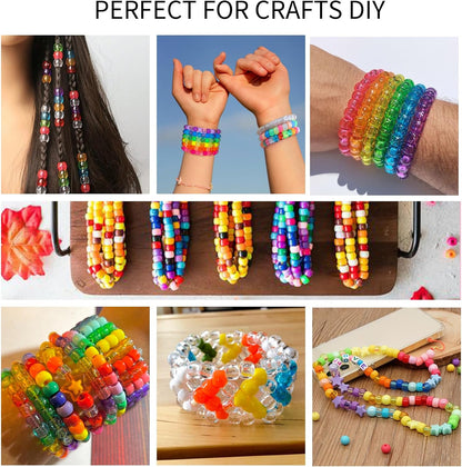 Paodey Transparent Pony Beads 1000+pcs Mix Color Plastic Beads, Crystal Beads Bulk, Kandi Beads Refill Beads for Crafts, PD-PONY-CLEAR-1000